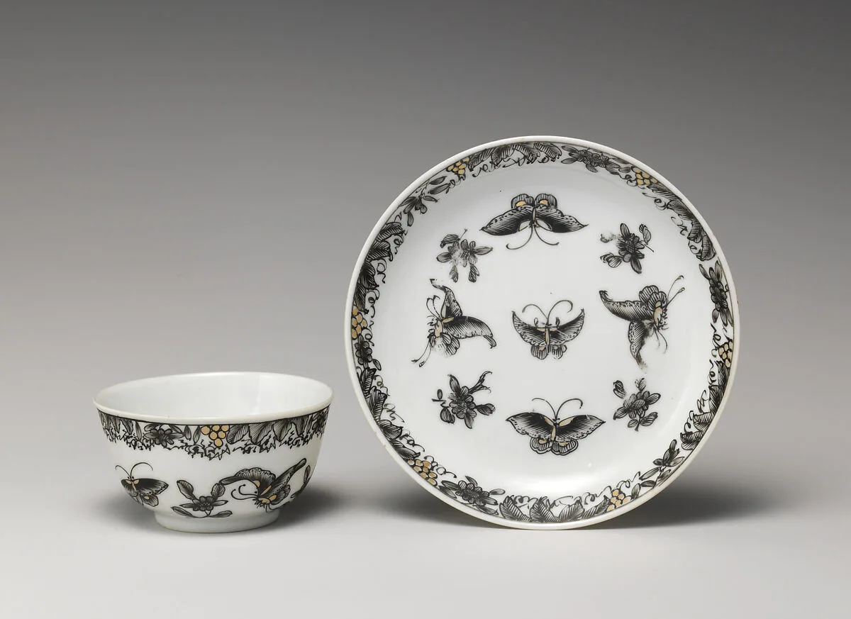 Waste bowl and saucer — Worcester factory