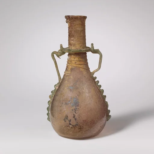 Glass two-handled bottle