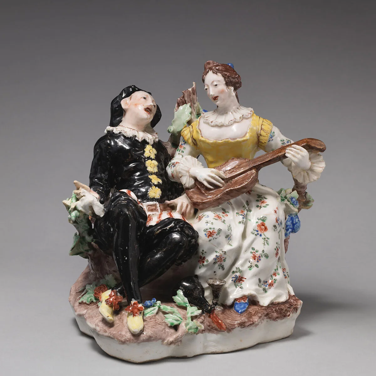 Scaramouche and Isabella — Bow Porcelain Factory|Charles Nicolas Cochin I|Antoine Watteau