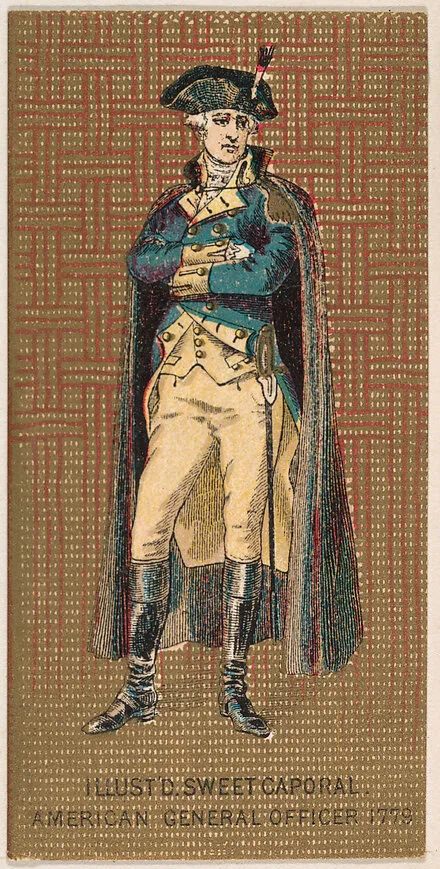 American General Officer, 1779, from the Military Series (N224) issued by Kinney Tobacco Company to promote Sweet Caporal Cigarettes — Kinney Brothers Tobacco Company