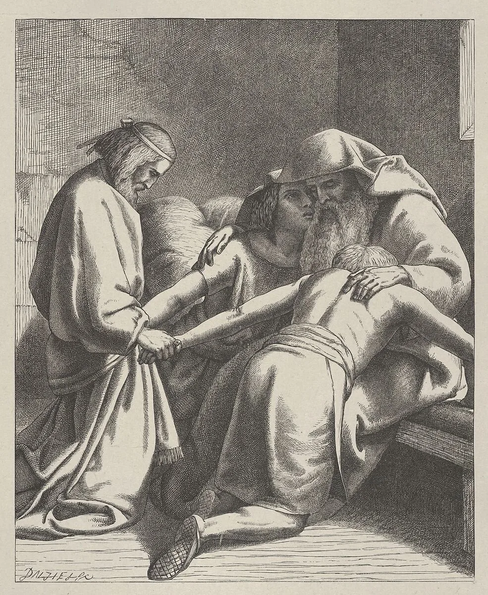 Jacob Blessing Ephraim and Manasseh, from "Dalziels' Bible Gallery" — Camden Press|Scribner and Welford|Dalziel Brothers|Frederick Richard Pickersgill