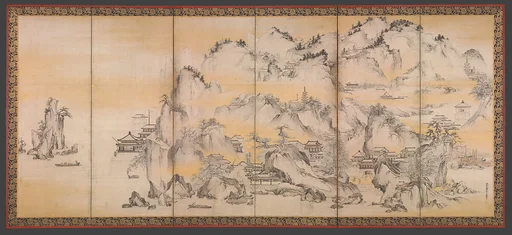 狩野山楽筆 金山西湖図屏風|Jinshan Island and West Lake
