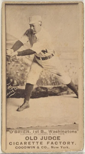 William Smith "Billy" O'Brien, 1st Base, Washington Nationals, from the Old Judge series (N172) for Old Judge Cigarettes