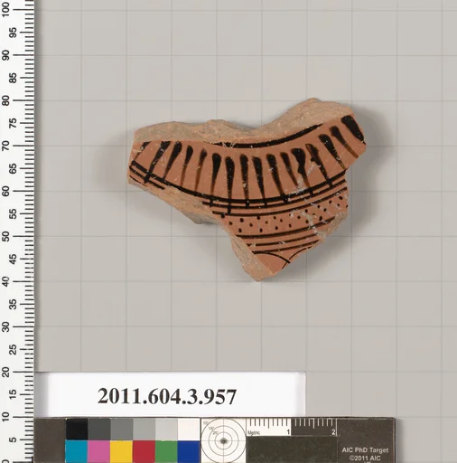 Terracotta fragment of a lekanis lid (covered dish)