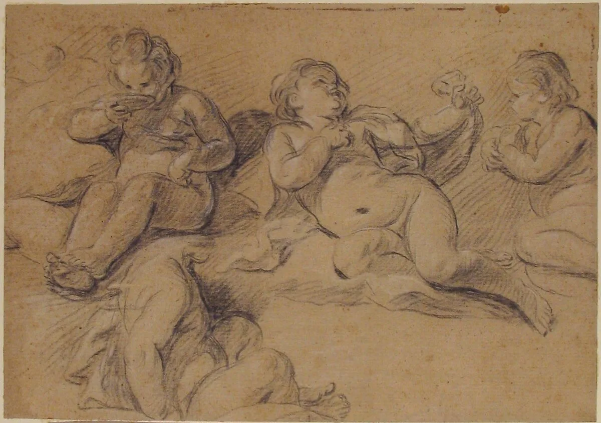 Four Studies of a Nude Child — Joseph François Parrocel|Anonymous, French, 18th century