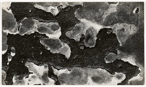 [Flaking Tar on Stained Wall, Close Up]