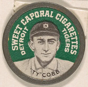 Ty Cobb, Detroit Tigers (green), from the Domino Discs series (PX7), issued by Kinney Brothers — Kinney Brothers Tobacco Company