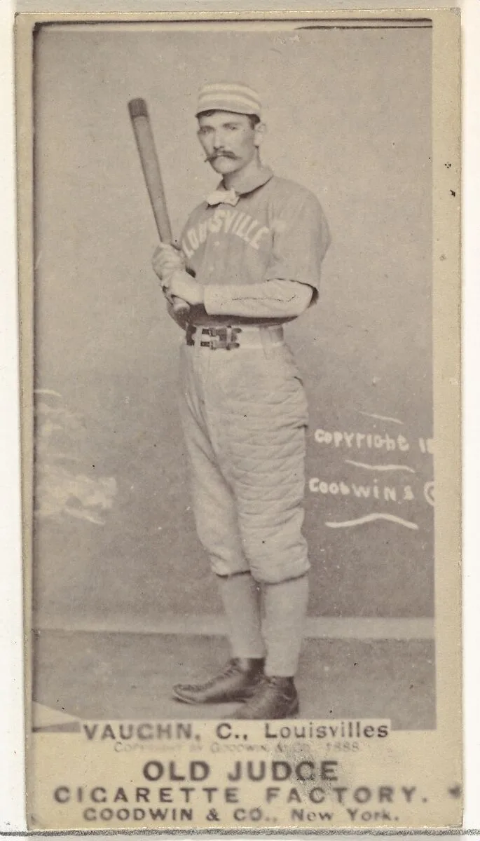 Harry Francis "Farmer" Vaughn, Catcher, Louisville Colonels, from the Old Judge series (N172) for Old Judge Cigarettes — Goodwin & Company