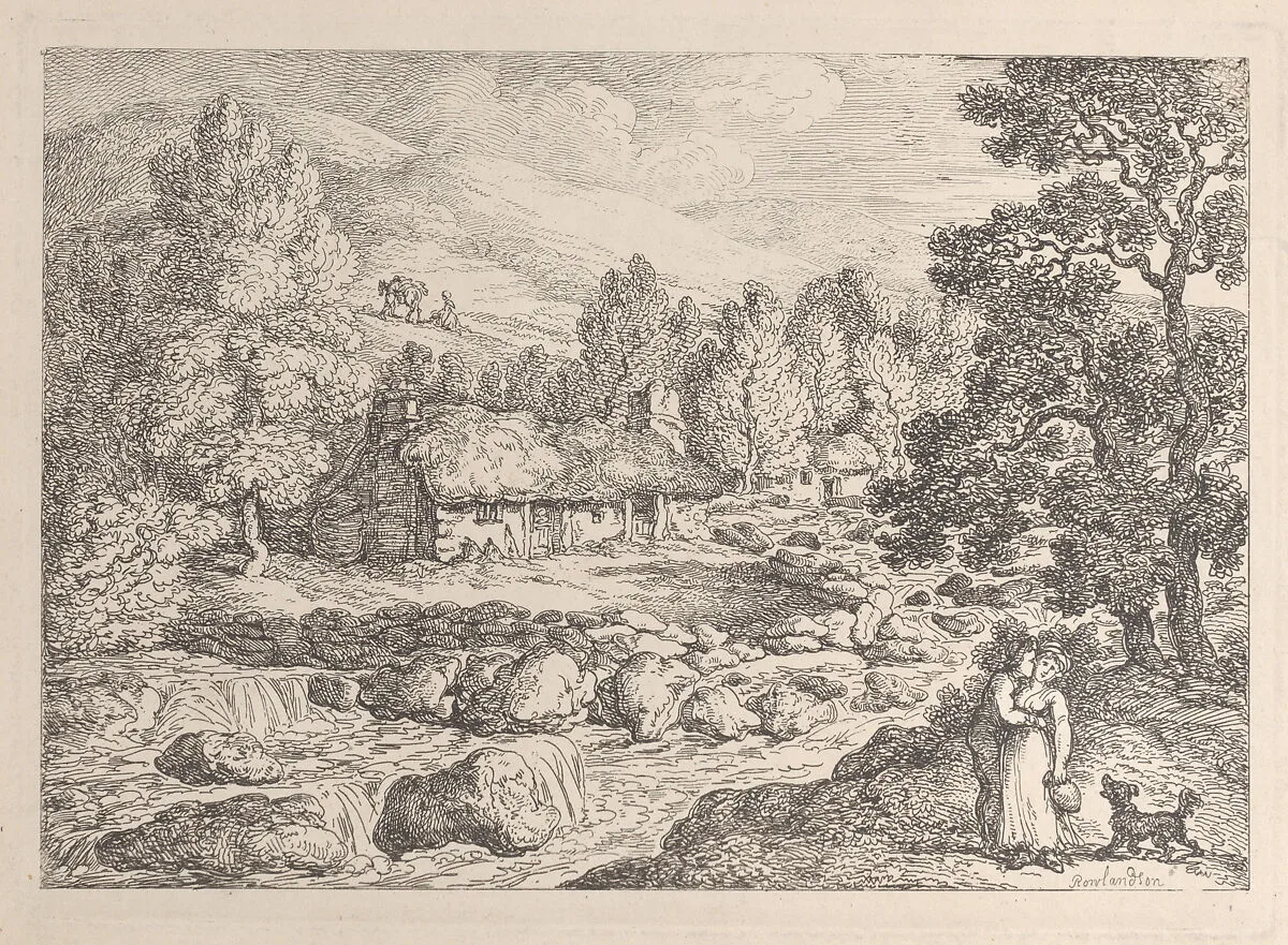 A Cornish Waterfall, from "Views in Cornwall" — Thomas Rowlandson