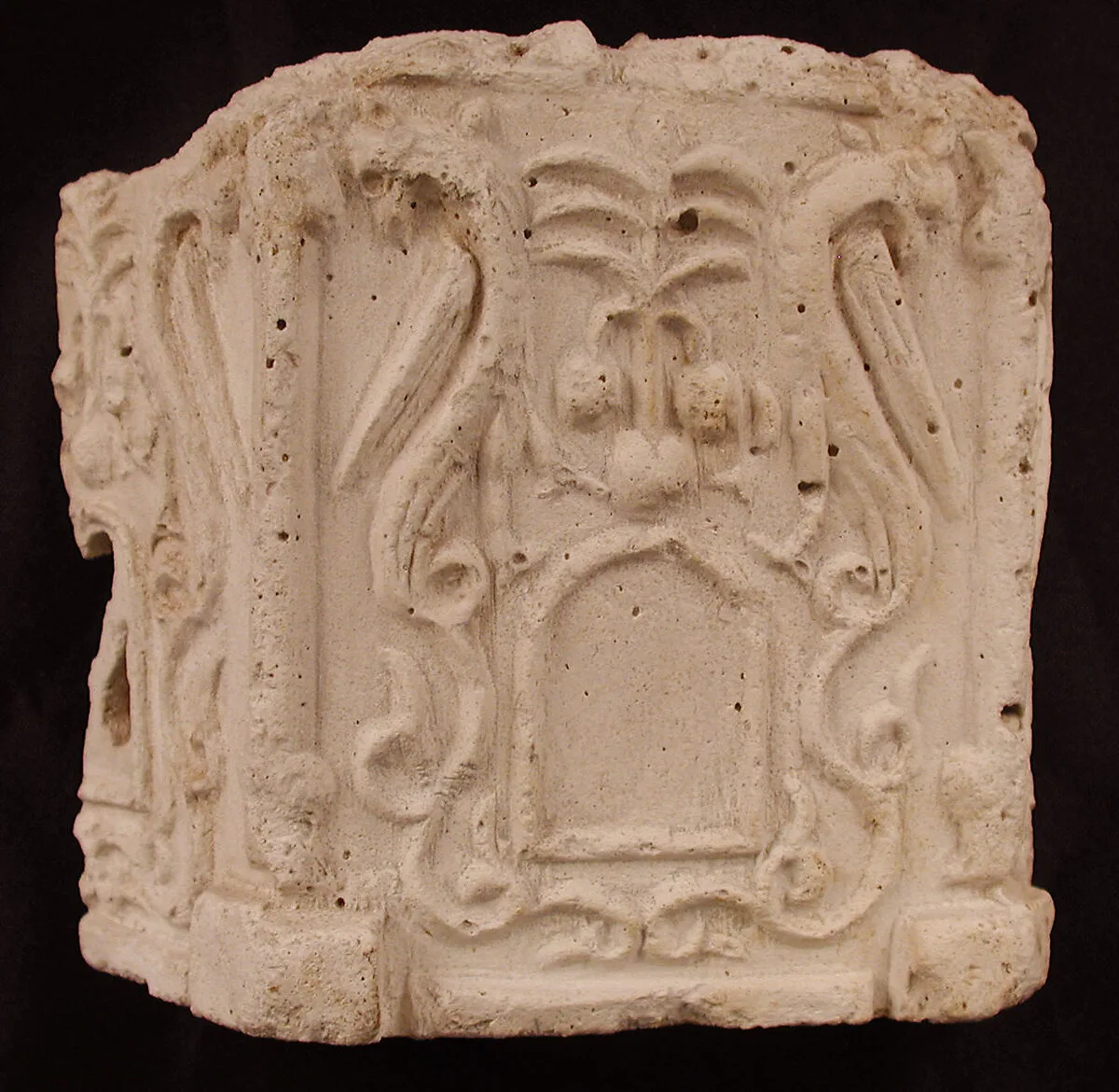 Fragment of a Base with Pair of Peacocks flanking a Palm Motif — Unknown