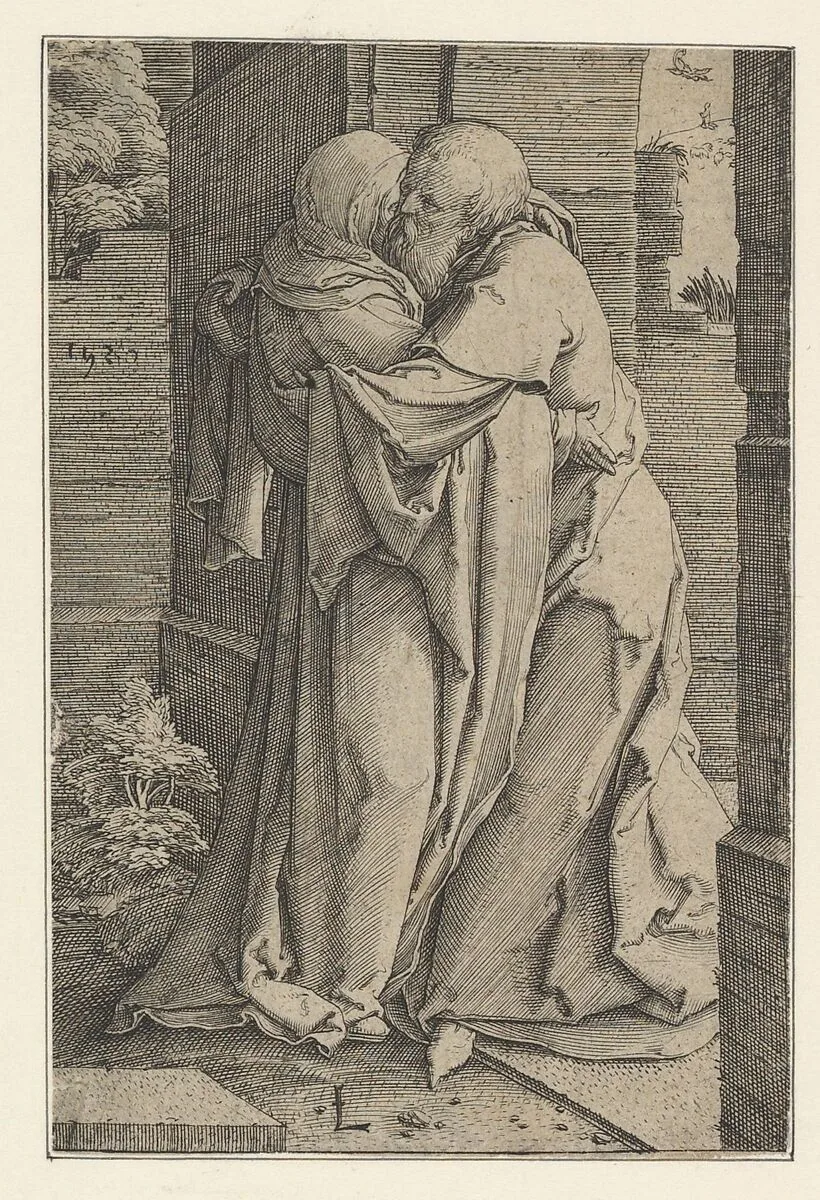 St. Joachim Embracing St. Anna — Lucas van Leyden