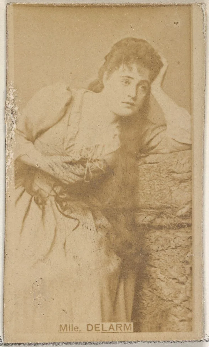 Mlle. Delarme, from the Actors and Actresses series (N45, Type 8) for Virginia Brights Cigarettes — Allen & Ginter