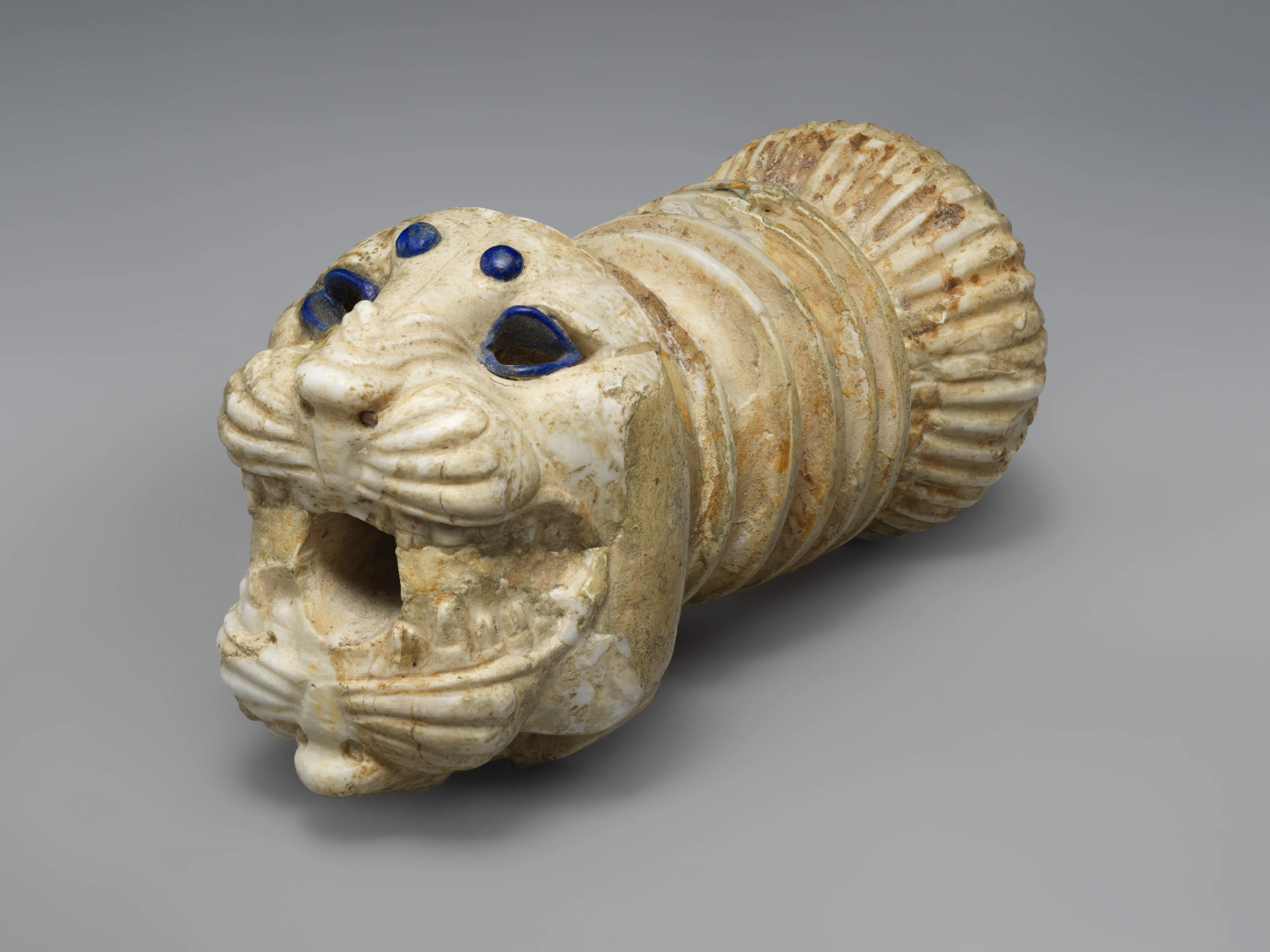 Ornament with heads of roaring lions, possibly the terminal of a sword or dagger hilt — Unknown