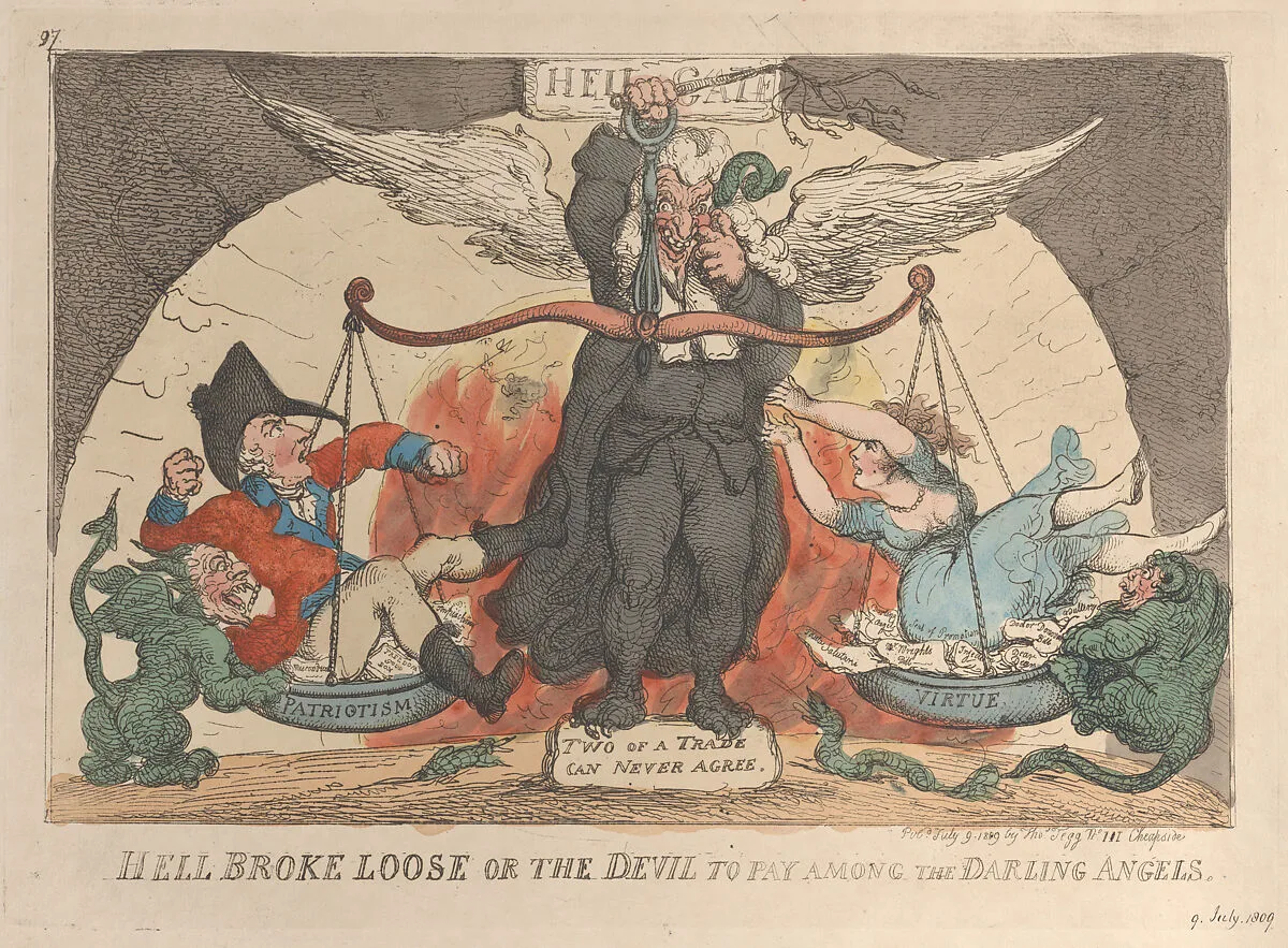 Hell Broke Loose, or the Devil to Pay Among the Darling Angels — Thomas Tegg|Thomas Rowlandson