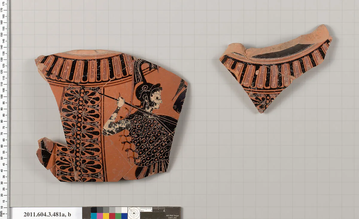 Terracotta fragments of a neck-amphora of Panathenaic shape — Unknown