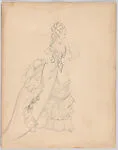 Drawing for a theatrical costume of Victorian style for 'Ziegfeld Follies' — Vincente Minnelli