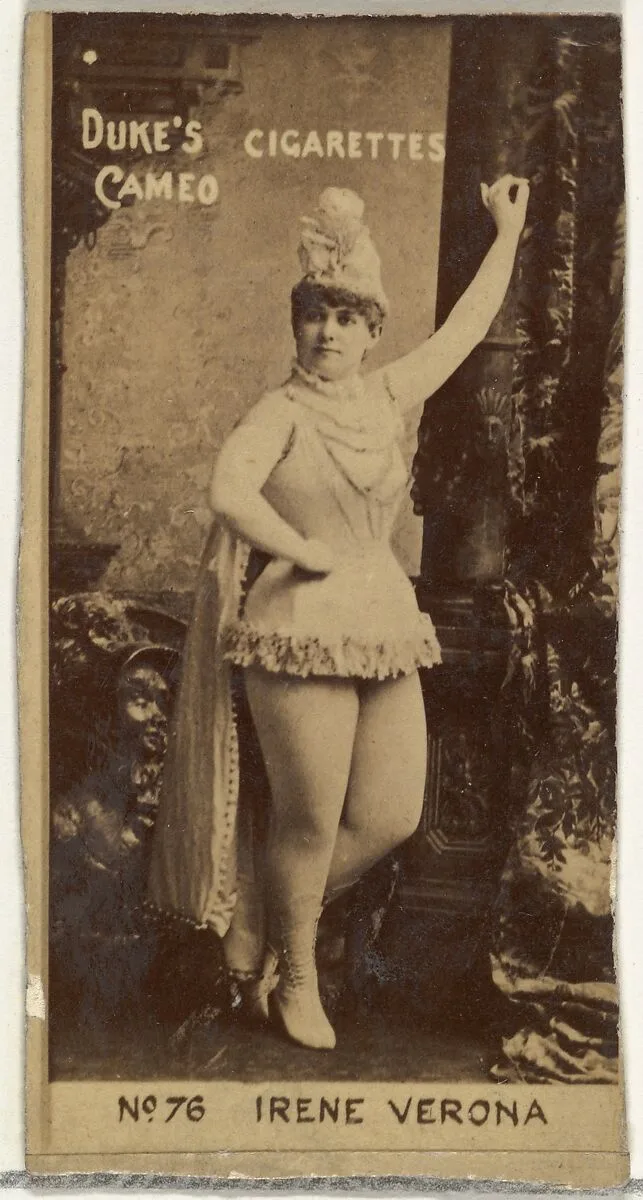 Card Number 76, Irene Verona, from the Actors and Actresses series (N145-4) issued by Duke Sons & Co. to promote Cameo Cigarettes — W. Duke, Sons & Co.