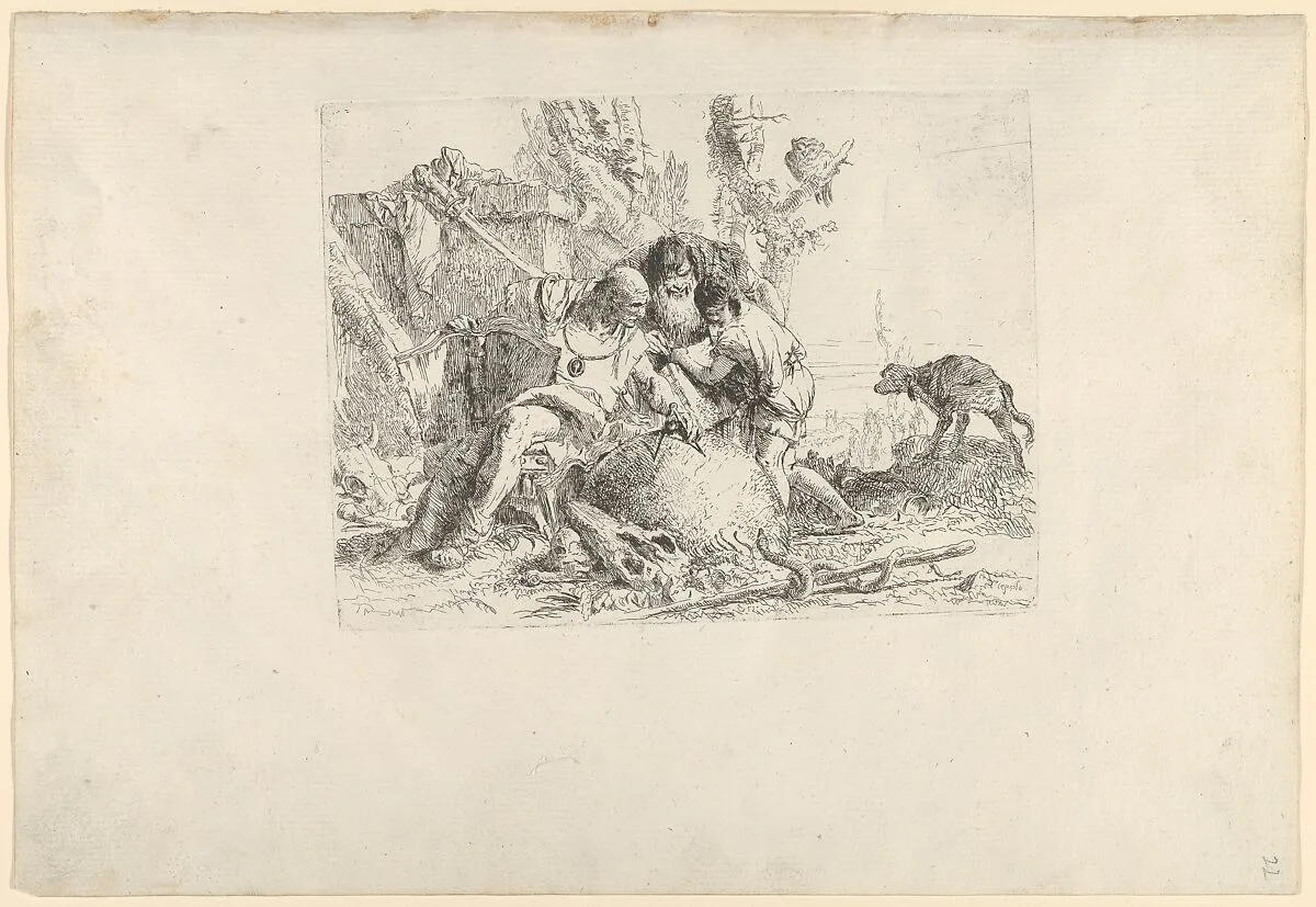 Two Magicians and a Child, from the Scherzi — Giovanni Battista Tiepolo