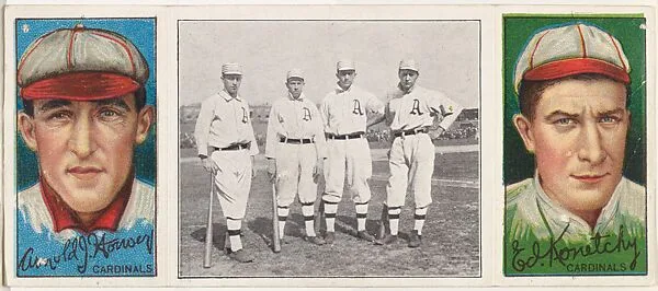 "The Athletic Infield," with Edward Konetchy and Arnold Hauser, from the series Hassan Triple Folders (T202) — Hassan Cigarettes