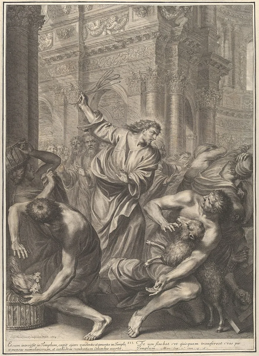 Christ Driving the Merchants from the Temple, from The Passion of Christ, plate 3 — Grégoire Huret