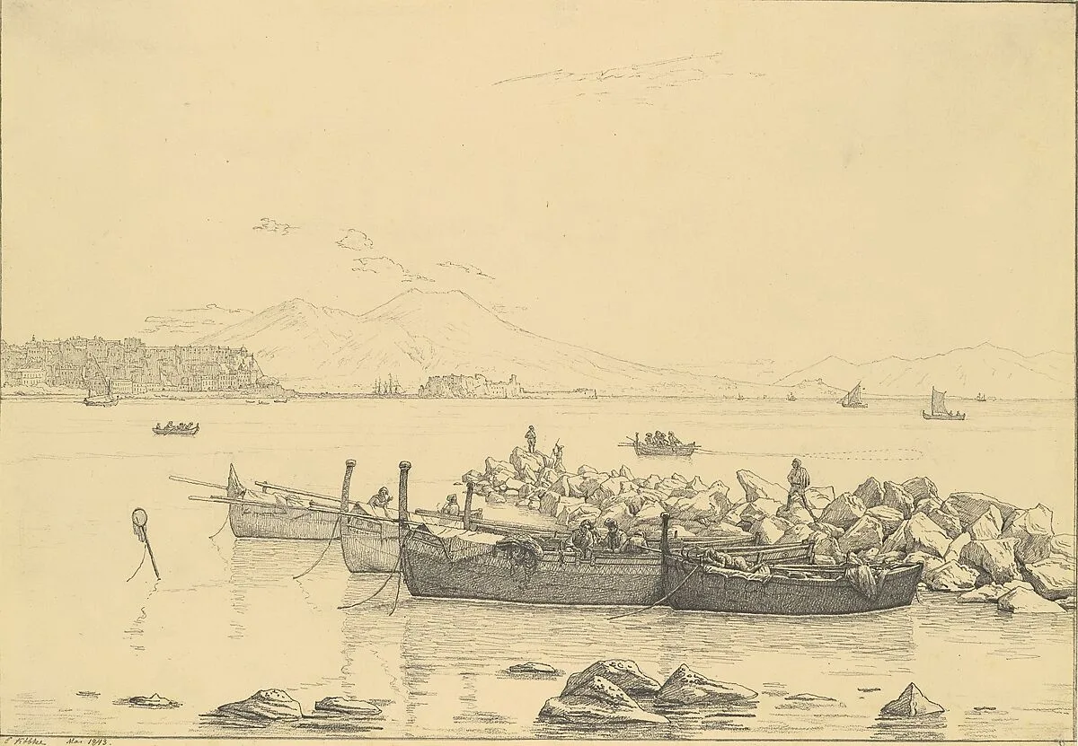 The Bay of Naples with Vesuvius in the Background — Christen Købke