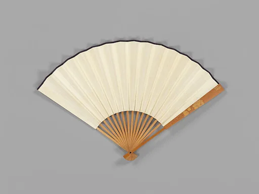 現代 金西厓 刻扇骨牡丹圖、佛手圖 成扇|Folding fan with bamboo frame carved with tree peonies and fingered citrons