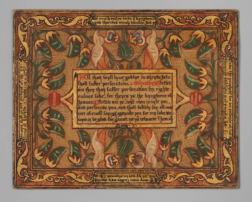 Trencher with quotation from The Governance of Virtue (1566) (one of a set)