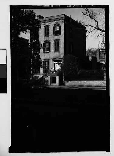 [Italianate Town House, From Across Shadowed Street, Savannah, Georgia]