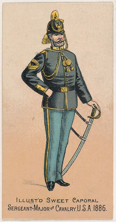 Sergeant-Major of Cavalry, United States Army, 1886, from the Military Series (N224) issued by Kinney Tobacco Company to promote Sweet Caporal Cigarettes — Kinney Brothers Tobacco Company
