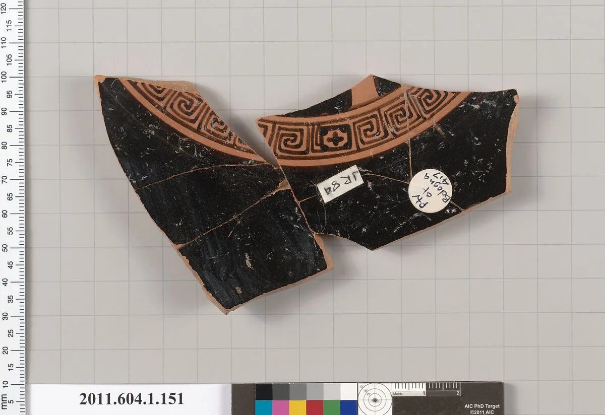 Terracotta fragment of a kylix (drinking cup) — Painter of Bologna 417