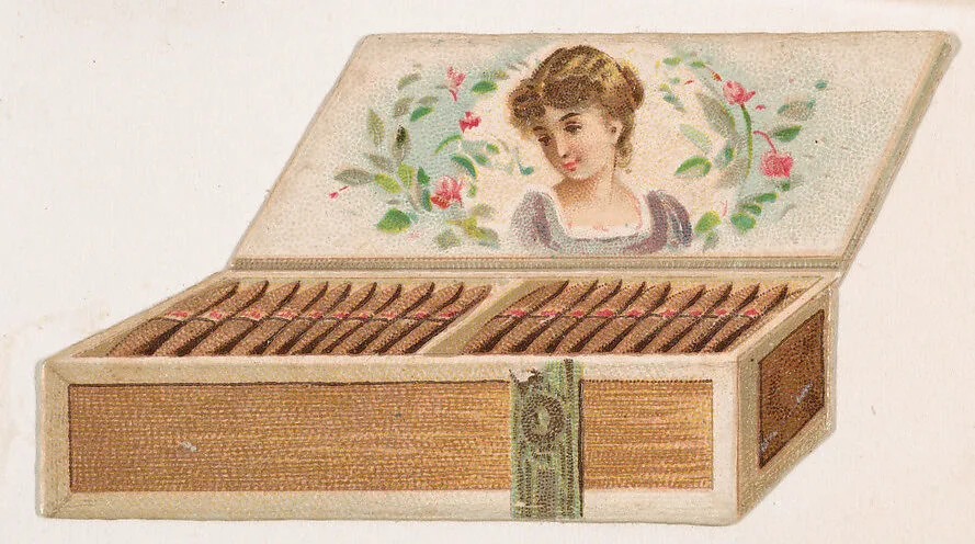 Cigar box, from the Novelties series (N228, Type 4) issued by Kinney Bros. — Kinney Brothers Tobacco Company