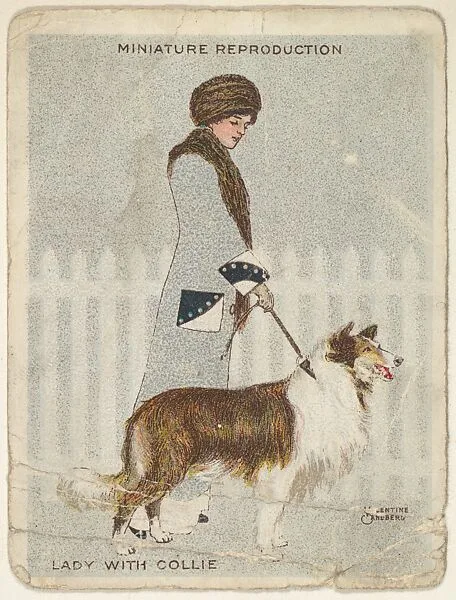 Card 311, Lady with Collie, from the series "Artistic Pictures" (T32), issued by Liggett & Myers Tobacco Company to promote Richmond Straight Cut Cigarettes — Valentine Sandberg|Liggett & Myers Tobacco Company