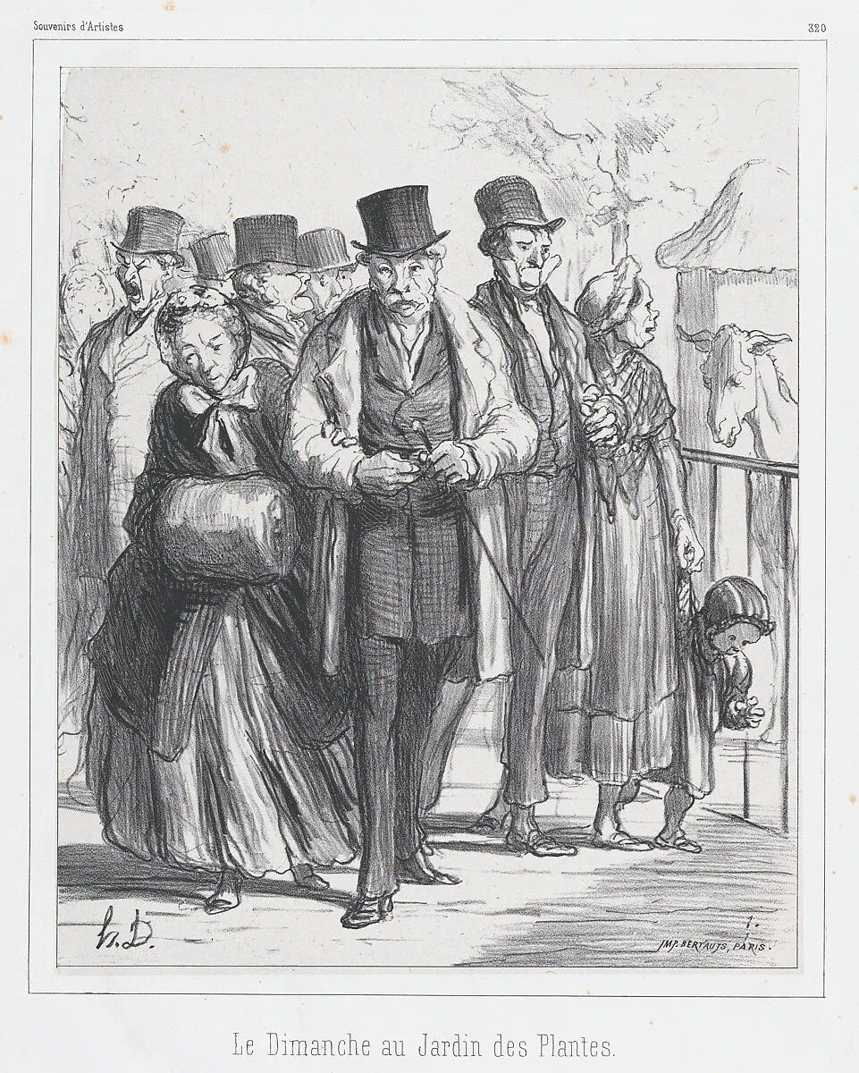 A Sunday in the botanical gardens, published in Souvenirs d'Artistes — Honoré Daumier|Bertauts