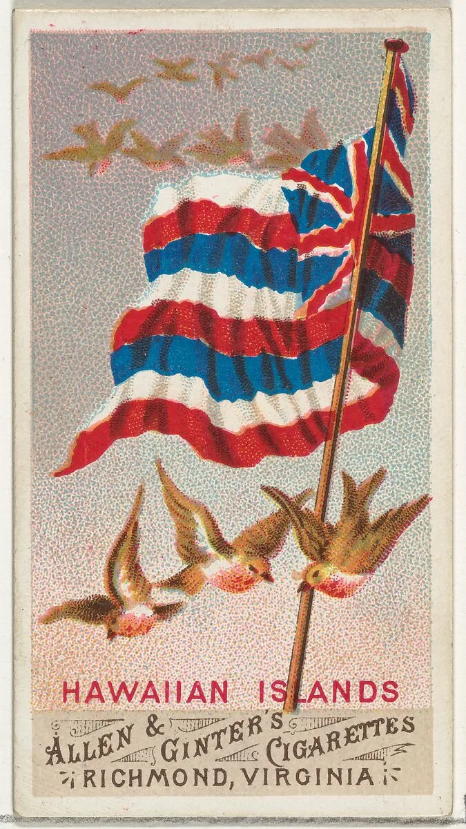 Hawaiian Islands, from Flags of All Nations, Series 1 (N9) for Allen & Ginter Cigarettes Brands — Allen & Ginter