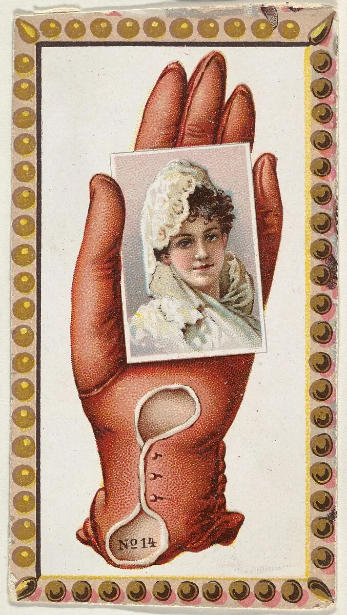 Card Number 14, cut-out from banner advertising the Opera Gloves series (G29) for Allen & Ginter Cigarettes — Allen & Ginter|American Tobacco Company