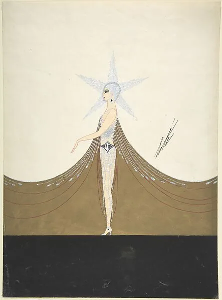 "Les États-Unis" Beaded Costume Design with Star-Shaped Headdress for "L'Or," Ziegfield Follies — Erté (Romain de Tirtoff)