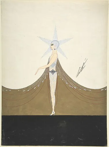 "Les États-Unis" Beaded Costume Design with Star-Shaped Headdress for "L'Or," Ziegfield Follies
