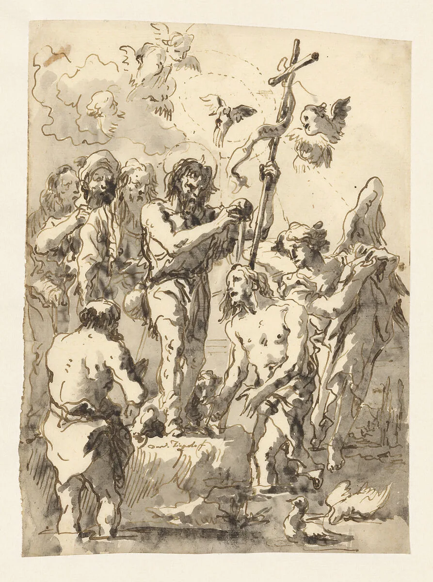 The Baptism of Christ (with Two Ducks in the Water at Lower Right) — Giovanni Domenico Tiepolo