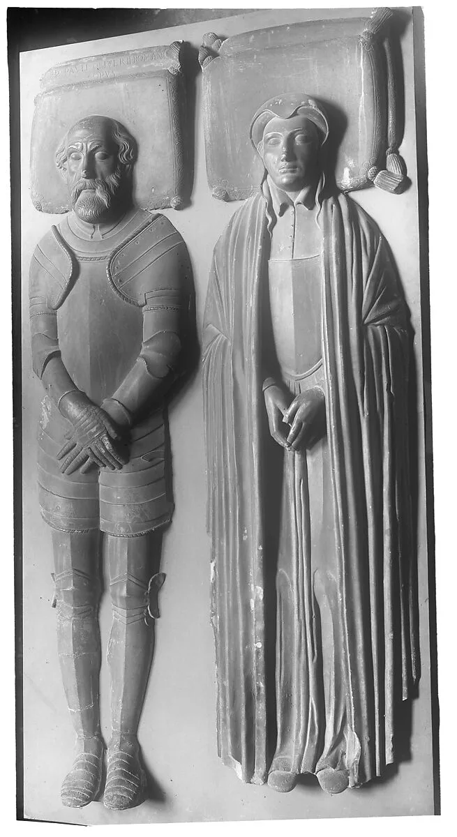 A man in armor and his wife in a long cloak (possibly Huguenots) — Pietro Paolo Olivieri
