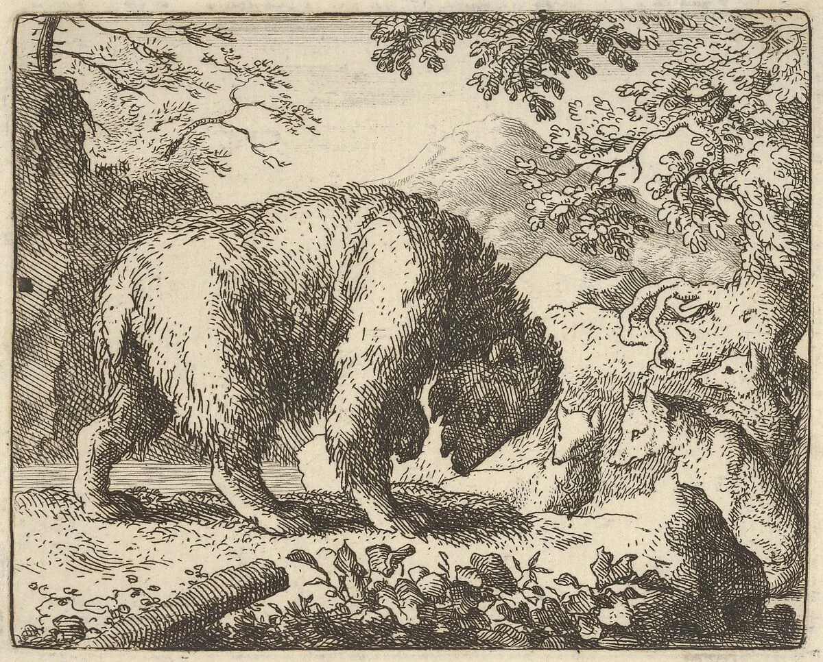 Renard Promises the Bear to Take Him to a Place Where He Will Find Honey from Hendrick van Alcmar's Renard The Fox — Allart van Everdingen
