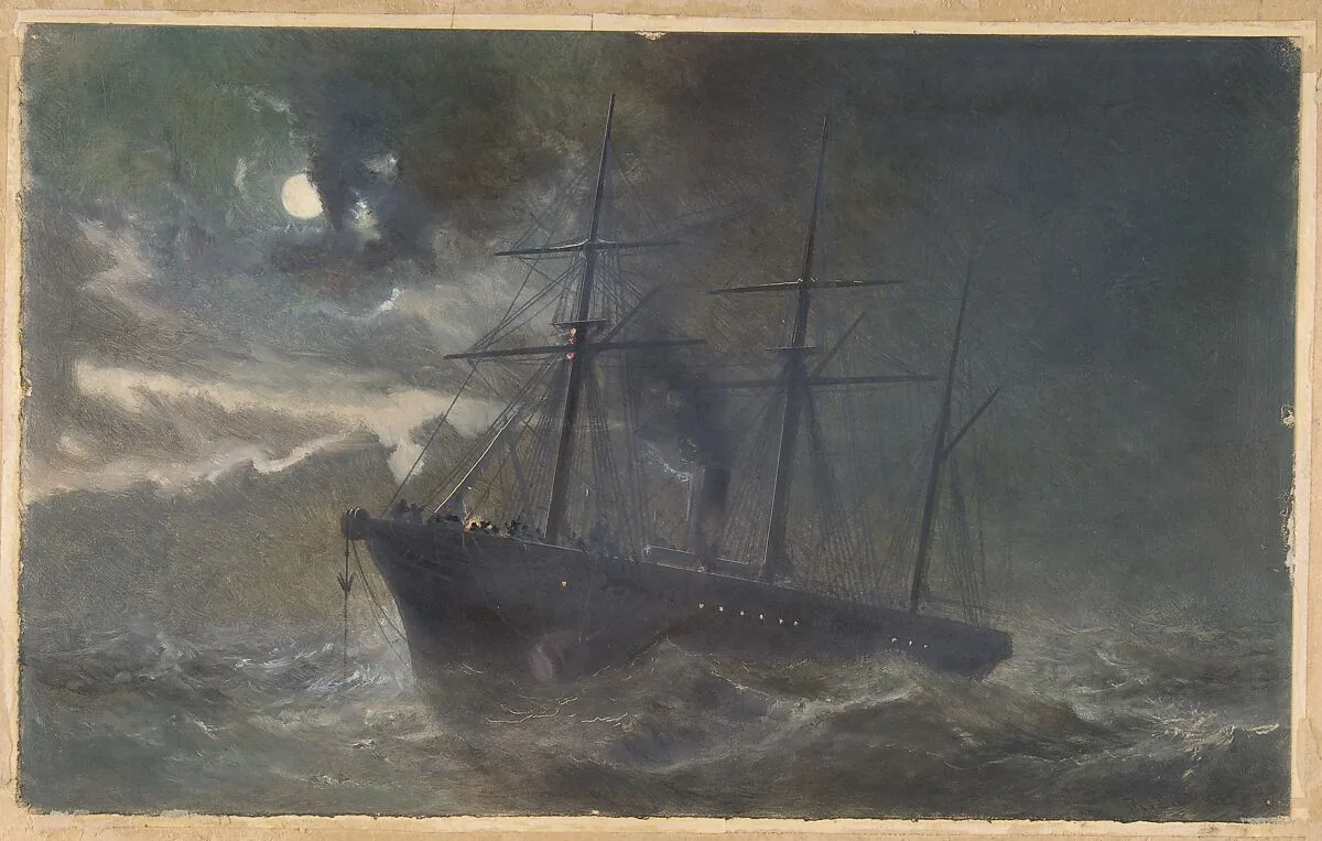The Albany Buoying a Bight of the Cable of 1865 on the Night of August 26th, 1866 — Robert Charles Dudley