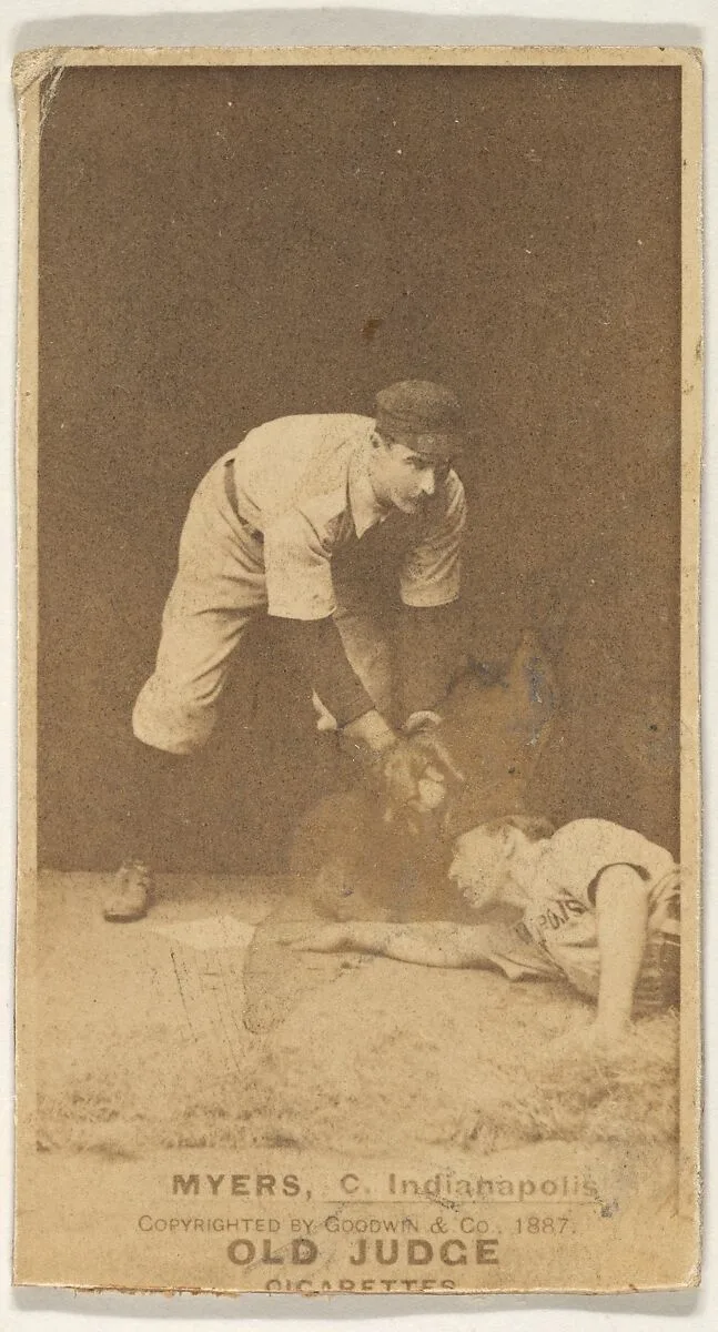 Myers, Catcher, Indianapolis, from the Old Judge series (N172) for Old Judge Cigarettes — Goodwin & Company