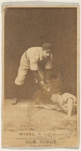 Myers, Catcher, Indianapolis, from the Old Judge series (N172) for Old Judge Cigarettes