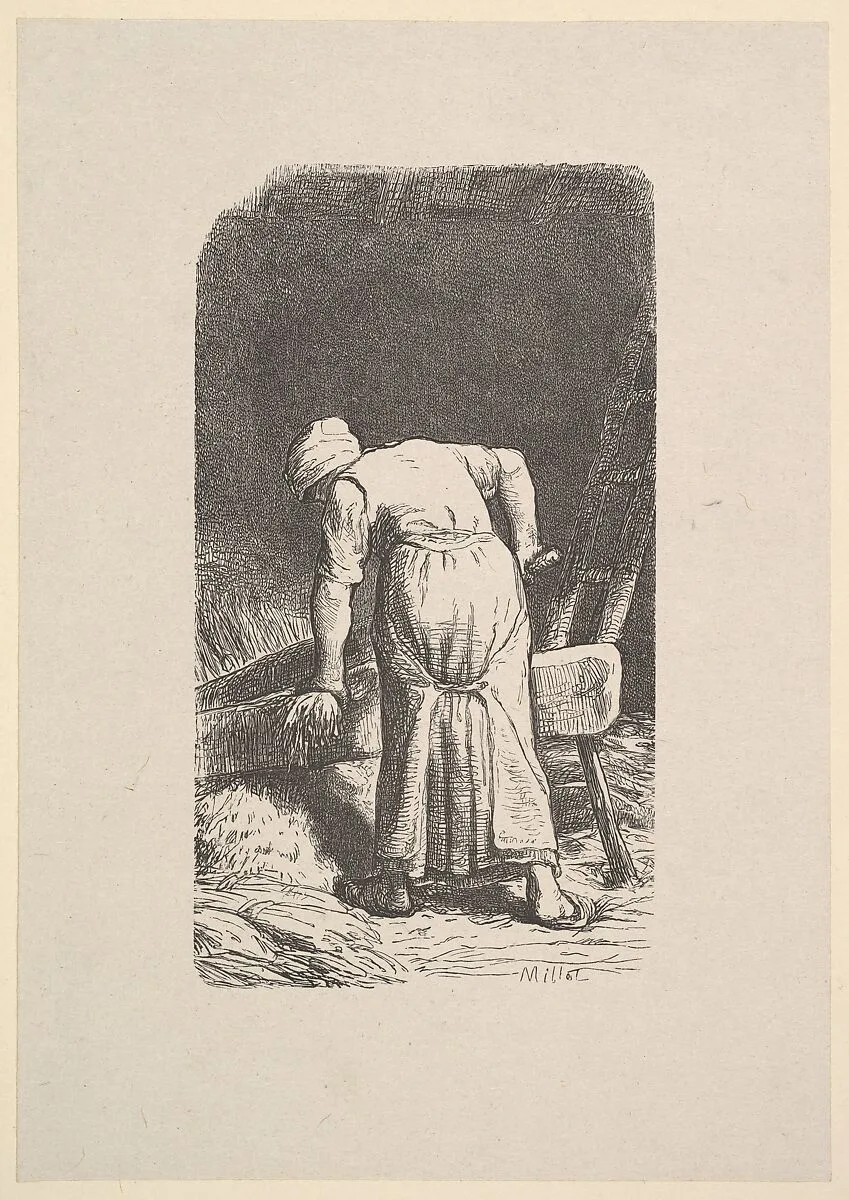 Woman Cutting Wheat — Jean-François Millet|Jacques-Adrien Lavieille