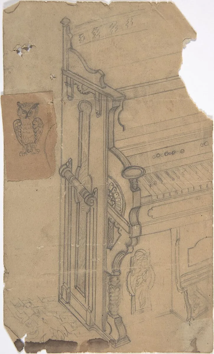 Design for a Piano with an Owl — Anonymous, French, 19th century