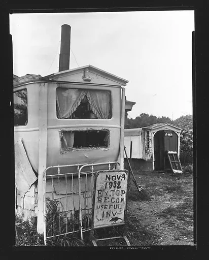 [Converted Automobile Cab Attached to Shingle Shack in Lot, Rhode Island]