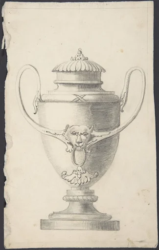 Design for a Lidded Vase with Lion's Head Boss