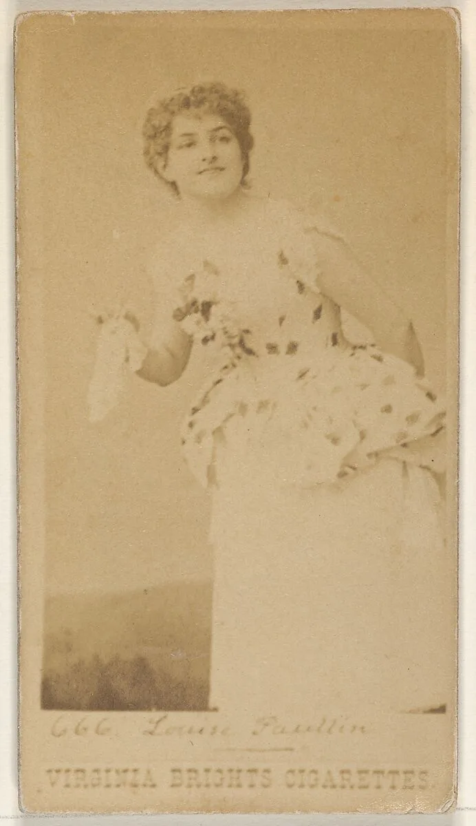 Card 666, Louise Paullin, from the Actors and Actresses series (N45, Type 1) for Virginia Brights Cigarettes — Allen & Ginter