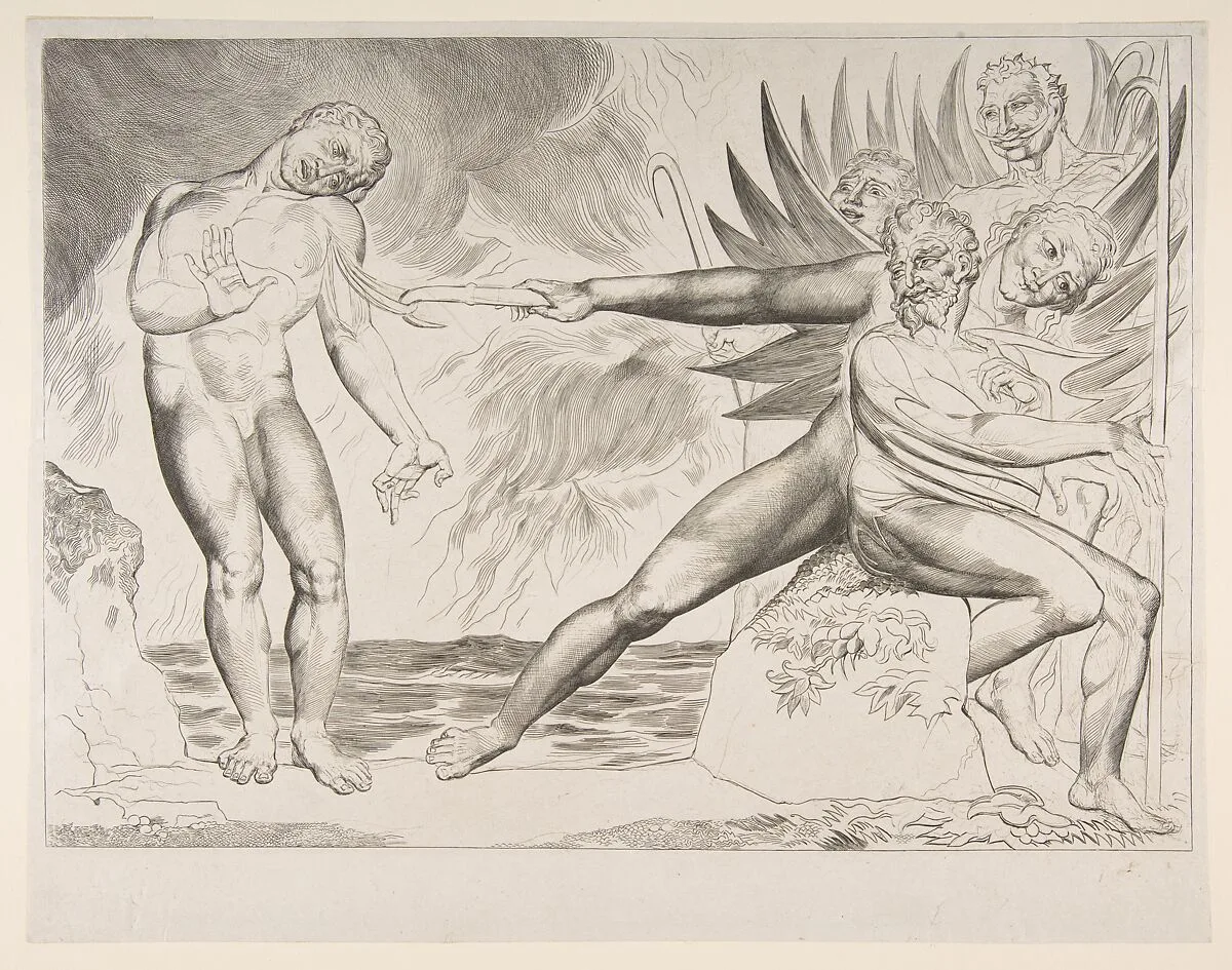 The Circle of Corrupt Officials: The Devils Tormenting Ciampolo — Dante Alighieri|William Blake