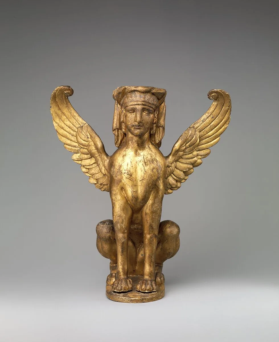 Winged sphinx (one of a pair) — Unknown